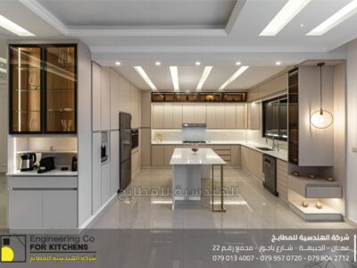 مطبخ عصري بألوان هادئة وتصميم متناسق يليق بذوقك